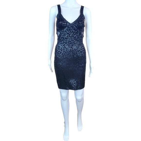 bebe Black Fading Squares Bandage Mini Dress w/ Side Cutouts XS - Picture 1 of 11